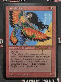 MTG Bird Maiden (Dark)- Signed Kaja Foglio -Arabian Nights Magic Card #037 - Image 1