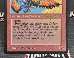 MTG Bird Maiden (Dark)- Signed Kaja Foglio -Arabian Nights Magic Card #037 - Image 4