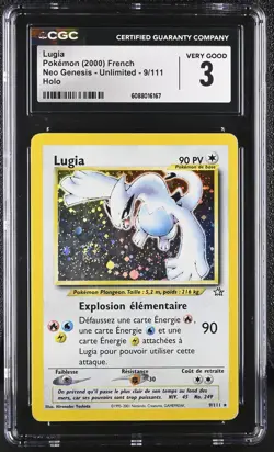 CGC 3 FRENCH Lugia 2001 Neo Genesis 9/111 Holo SWIRL Pokemon Card - Image 1