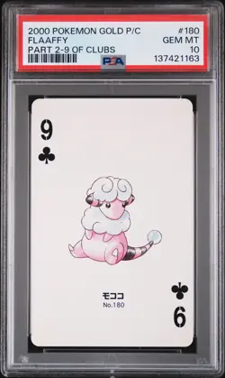 2000 POKEMON GOLD VERSION PART 2 PLAYING CARDS 9 OF CLUBS #180 FLAAFFY PSA 10 - Image 1