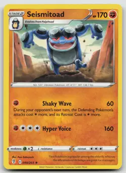 Seismitoad 090/203 SWSH07: Evolving Skies Rare Pokemon TCG Card - Image 1