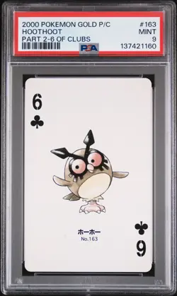 2000 POKEMON GOLD VERSION PART 2 PLAYING CARDS 6 OF CLUBS #163 HOOTHOOT PSA 9 - Image 1