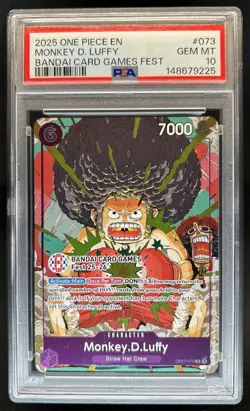 2025 One Piece Bandai Card Games Fest Monkey D Luffy #OP07-073 PSA 10 - Image 1