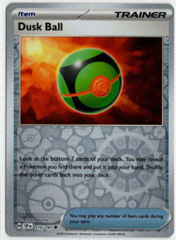 Dusk Ball (Reverse Holo-Foil) - Pokemon TCG Card - Surging Sparks SSP #175/191 - Image 1