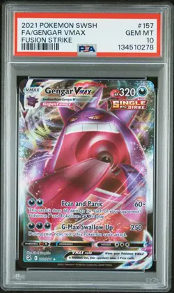 Gengar VMAX Full Art Secret 157/264 Pokemon Card Swsh08: Fusion Strike PSA 10 - Image 1
