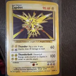 Pokemon Zapdos 90 HP Base Set Rare 16/102 Wizards of the Coast 1999 Card - Image 1