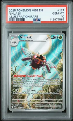 PSA 10 Pokemon TCG Ninjask Illustration Rare #137/132 Mega Evolution - Image 1