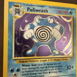 Pokemon Poliwrath Card base Set 13/102 Holo Rare NM - Image 3