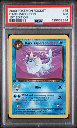 2000 POKEMON ROCKET 1ST ED #45 DARK VAPOREON PSA 7 - Image 1