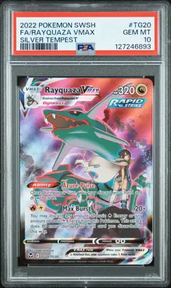 2022 POKEMON SWORD & SHIELD SILVER TEMPEST #TG20 FULL ART/RAYQUAZA VMAX PSA 10 - Image 1