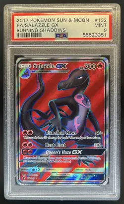 2017 Pokemon SM Burning Shadows Salazzle GX #132/147 PSA 9 - Image 1