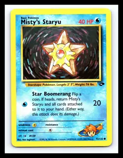 💥 MISTY'S STARYU # 92/132 Gym Challenge WOTC Pokemon 2000 Vintage Non Holo - Image 1