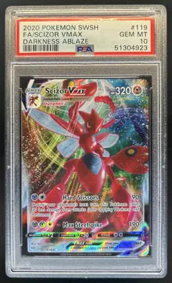 2020 Pokemon SWSH Darkness Ablaze Scizor VMAX #119/189 PSA 10 - Image 1