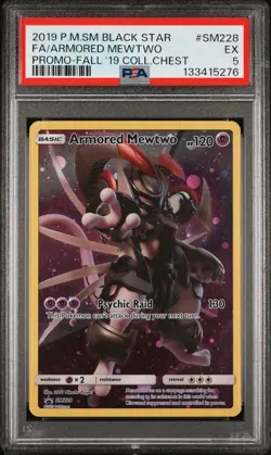 2019 POKEMON SM COLLECTOR CHEST PROMO #SM228 FULL ART/ARMORED MEWTWO PSA 5 - Image 1