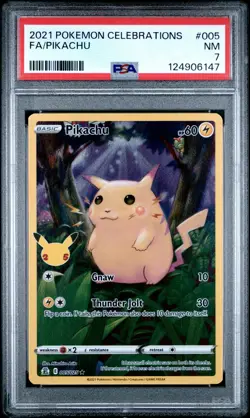 2021 POKEMON CELEBRATIONS #005 FULL ART/PIKACHU PSA 7 - Image 1