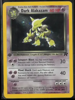1999 Pokemon Team Rocket 1st Edition Holofoil Dark Alakazam 1 - Image 1