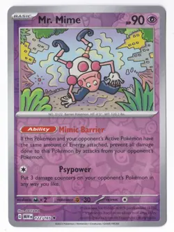 Pokemon Mr. Mime Scarlet & Violet 151 122/165 Reverse Holo Rare - NM - Image 1