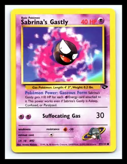 💥 SABRINA'S GASTLY # 55/132 Gym Challenge WOTC Pokemon 2000 Vintage Non Holo - Image 1
