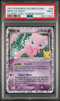 2021 Pokemon Celebrations Classic Collection Legend Maker Mew EX Holo #88 PSA 9 - Image 1