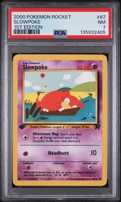 2000 POKEMON ROCKET 1ST ED #67 SLOWPOKE PSA 7 - Image 1