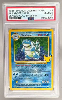 2964 Blastoise 2021 Pokemon Sword & Shield Celebrations Classic #2 PSA 10 - Image 1