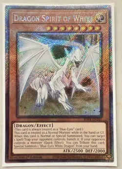 Yugioh! 1x Dragon Spirit of White RA04-EN265 Platinum Secret Rare 1st Ed NM - Image 1