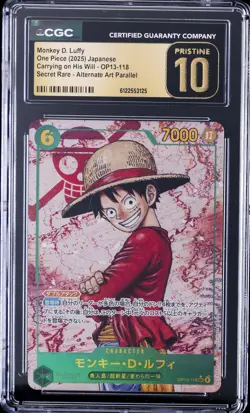 2025 ONE PIECE JPN CARRYING ON HIS WILL ALT ART MONKEY D. LUFFY CGC 10 PRISTINE - Image 1