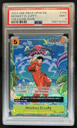 2024 One Piece Two Legends Monkey.D.Luffy Treasure Rare #OP07-109 PSA 9 - Image 1