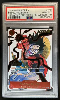 2025 One Piece 3rd Ann Tournament Monkey D. Luffy Promos Winner #ST01-012 PSA 10 - Image 1
