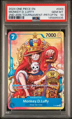 2024 ONE PIECE PROMOS 2ND ANV TOURNAMENT-PARTICIPATION MONKEY D. LUFFY PSA 10 - Image 1