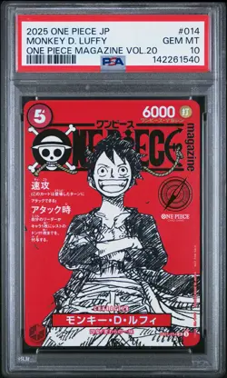 2025 ONE PIECE JPN PROMOS ONE PIECE MAGAZINE VOL.20 #014 MONKEY D. LUFFY PSA 10 - Image 1