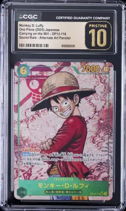 2025 ONE PIECE JPN CARRYING ON HIS WILL MONKEY D. LUFFY CGC 10 PRISTINE - Image 1