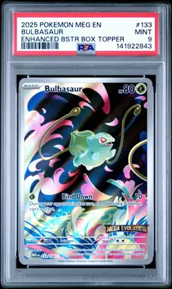 PSA 9 Bulbasaur Mega Evolutions Stamped 133 Enhanced Topper Promo Pokemon Card - Image 1