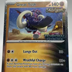 Pokemon | Great Tusk | Temporal Forces Stamped TEF 096/162 Cosmos Holo TCG Card - Image 2