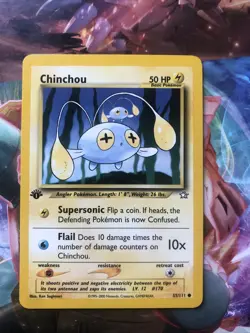 Chinchou 1st Edition Common 55/111 Neo Genesis Pokemon TCG Card NM 2000 - Image 1