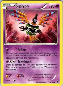 Pokemon TCG Sigilyph B&W Emerging Powers 41/98 Regular Uncommon Card Played LP - Image 1