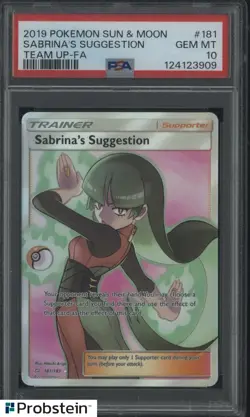2019 Pokemon Sun & Moon Team Up FA #181 Sabrina's Suggestion PSA 10 GEM MINT - Image 1