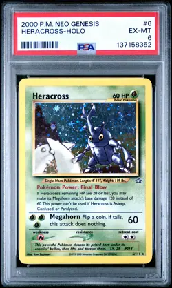 2000 POKEMON NEO GENESIS #6 HERACROSS-HOLO PSA 6 - Image 1