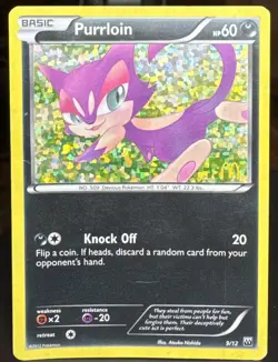 Pokemon Pokemon TCG Purrloin 009/012 McDonald's 2012 Holo Damaged Card - Image 1