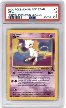 2000 Pokemon Black Star Mew 08/53 Wotc Promo PSA 5 - Image 1