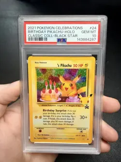 Birthday Pikachu Pokemon Celebrations Classic Collection #24 PSA 10 Gem Mint - Image 1
