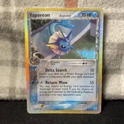 2005 Pokemon TCG Vaporeon 115 18/113 Holo EX Delta Species - Image 1