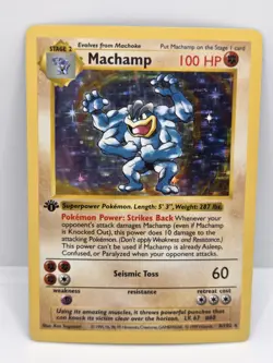 Machamp Shadowless Base Set 8/102 1st Edition Holo Rare Pokemon MP+ - Image 1