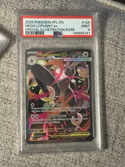 2025 Pokemon FFL EN Mega Lopunny EX Special Illustration Rare #128 PSA 9 - Image 1