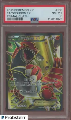 2015 Pokemon XY Primal Clash #150 FA Groudon ex PSA 8 NM-MT - Image 1