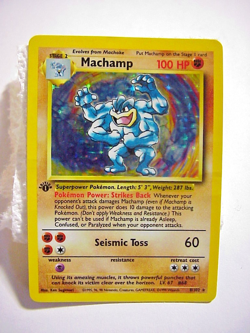 Pokemon TCG MACHAMP 100 HP LV. 67 #68 Base Set Holo Rare WOTC 1999 WIZARDS NM - Image 1