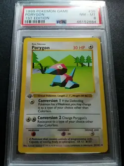 Pokemon PSA 8 1st Edition Shadowless Base Set Porygon Uncommon (39/102) NM-MINT - Image 1