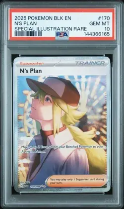 2025 POKEMON BLK EN-BLACK BOLT SPECIAL ILLUSTRATION RARE #170 N'S PLAN PSA 10 - Image 1