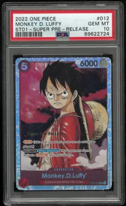2022 One Piece Monkey D. Luffy ST01 Super Pre Release PSA 10 #012 - Image 3