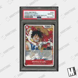 2022 One Piece Monkey D. Luffy Super Pre Release -PRTCPT. PSA 10 #001 - Image 1